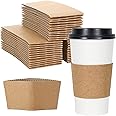 ZIQI 200 Pack Coffee Cup Sleeves, Kraft Paper Hot Cup Sleeve, Disposable Corrugated Coffee Sleeves Jackets For Hot Cold Drinks Fits