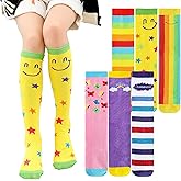 PHOGARY 6 Pairs Girls Knee High Socks, Cute Socks Colorful Cartoon Animal Warm Cotton Crazy Funny Kids Odd Sock Mid Calf Long Boot Sock for 3-12 Years Girls, One Size (Rainbow)