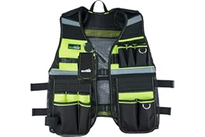 MELOTOUGH Tool Vest Reflective Safety Tool Vest with Removable Phone Holder for Electrician,Carpenter,Construction
