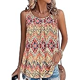 CHICGAL Womens Summer Tank Tops Sleeveless T Shirt Casual Loose Fit Tunic Blouses