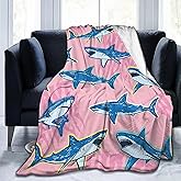 Cartoon Shark Blanket Soft Lightweight Throw Blankets Cozy Flannel Bed Throws for Sofa Couch Travel Home Room Bedroom Decor Gifts for Boys Girls Kids Adults 50"x40"