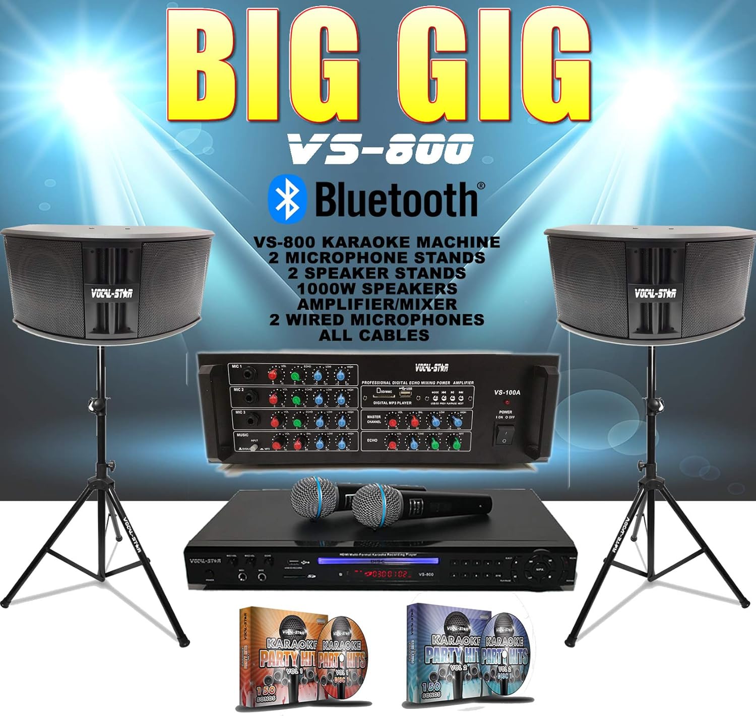 VocalStar VS800 BIG GIG Karaoke Machine 1000W Speakers Amplifier