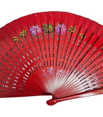 CLGIFT Faltbarer Ventilator Mit Blumenmuster – Vintage-Stil, Doppelseitig, Für Hochzeit, Party & Tanz