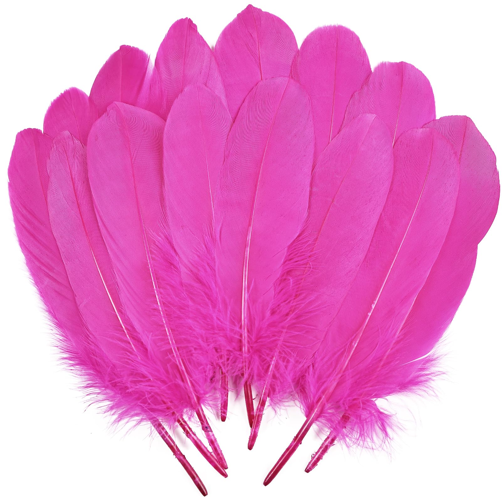Photo 1 of THARAHT 120pcs Hot Pink Goose Feathers Natural Bulk 6-8 inch 15-20cm for Crafts DIY Cosplay Wedding Party Halloween Decoration Goose Nagoire Feathers