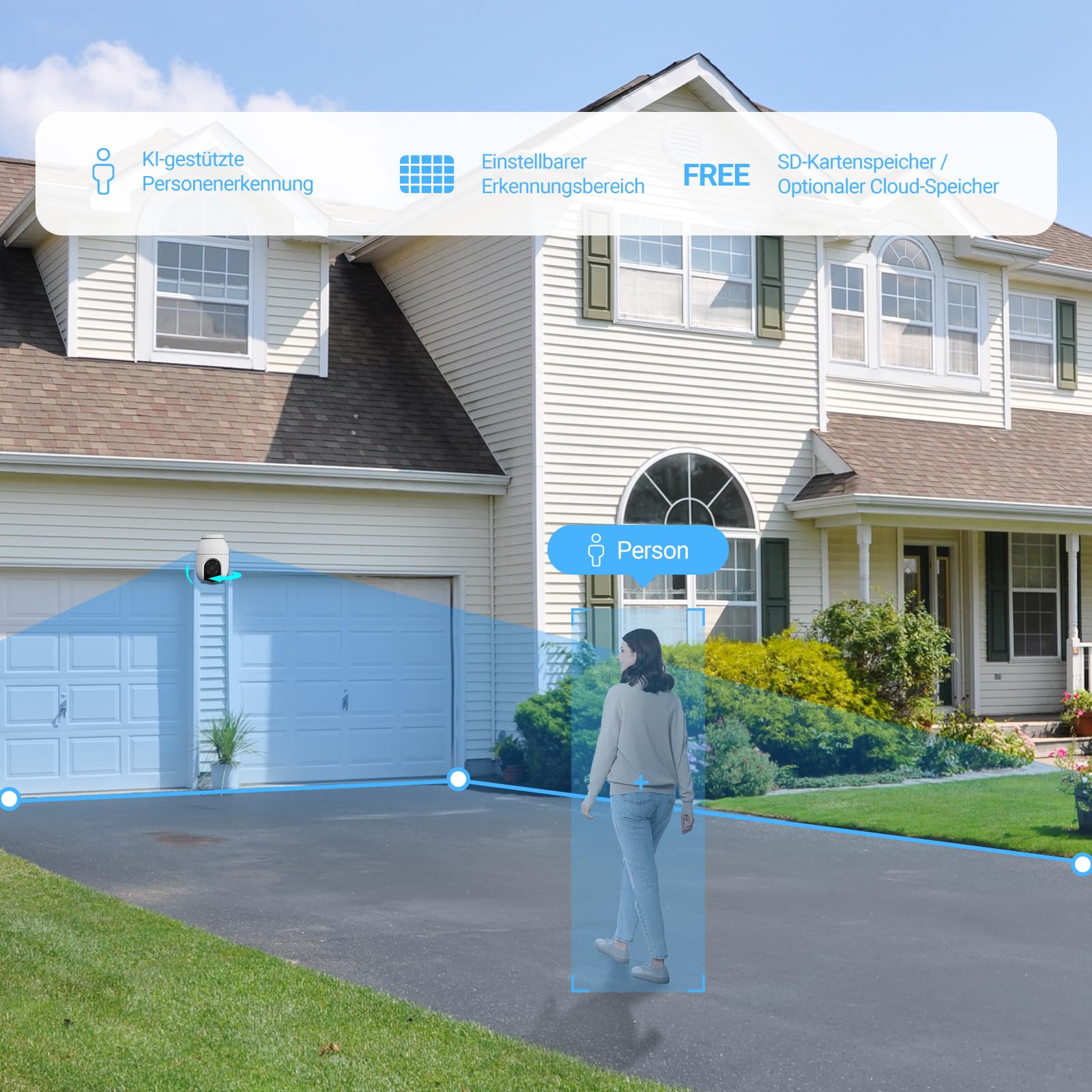 EZVIZ 2MP Überwachungskamera Aussen, WLAN IP Kamera mit 360° Abdeckung und Zwei-Wege-Audio, Personenerkennung mit Smart Tracking, Aktive Verteidigung mit Ton und Licht, wasserdicht, C8c 2 Pack 4