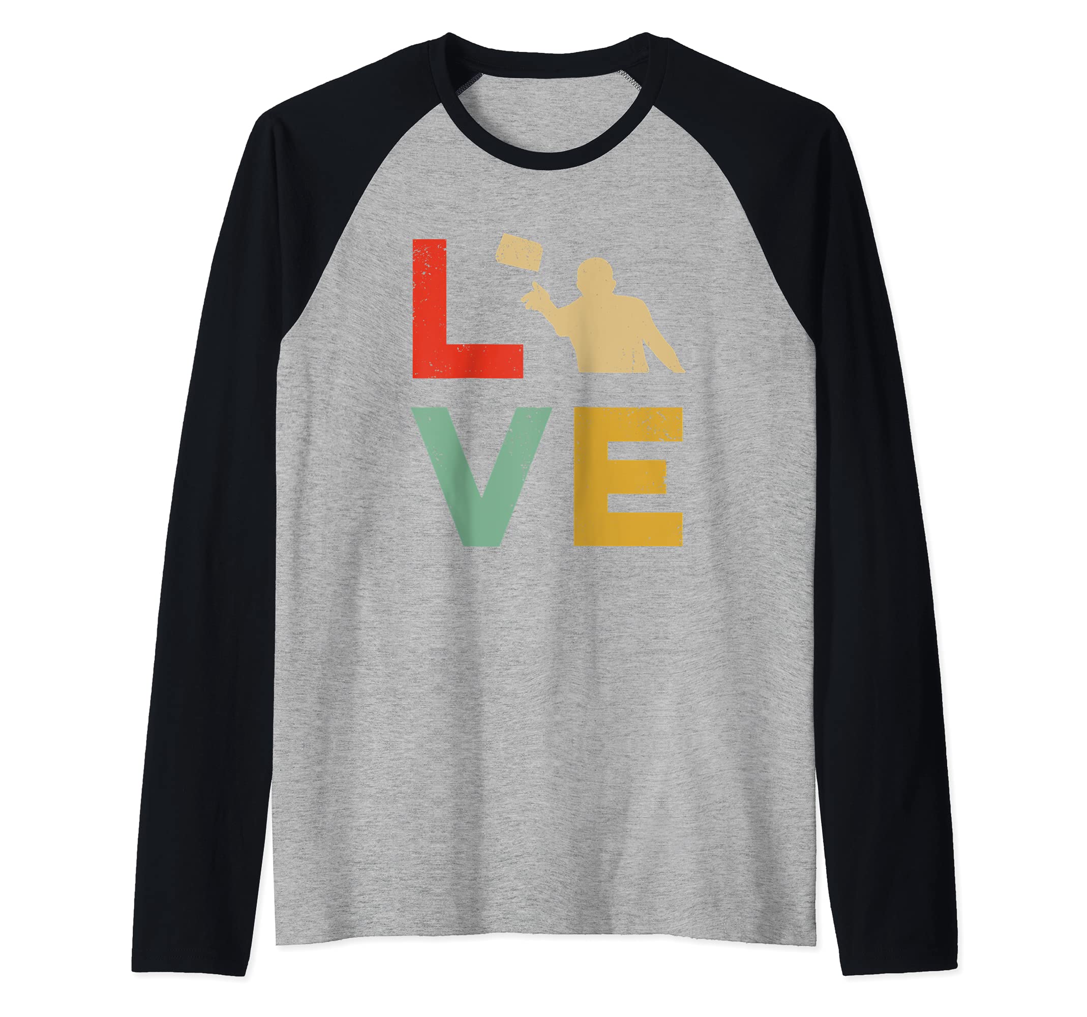 Love Cornhole Vintage Retro Style Team Tournament Raglan Baseball Tee