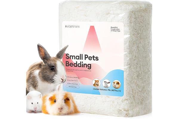 BUCATSTATE Hamster Bedding 70L, Truly 99% Dust-Free Paper Bedding, Blossom | FSC-Certified Material, Expands 3X, Cozy Paper B