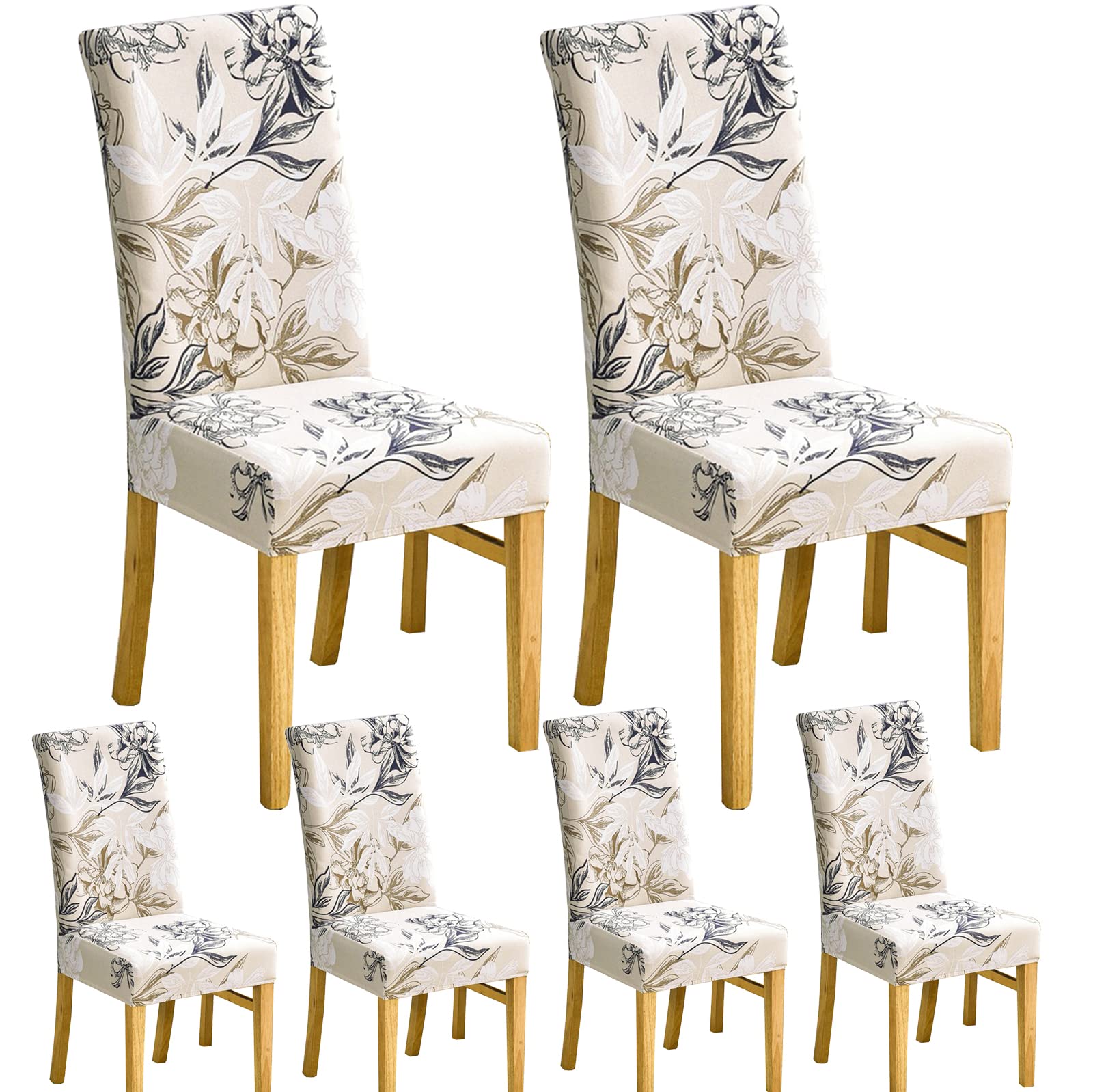 TEERFU Spandex Dining Chair Covers,6 Pack Removable Washable Stretch Chair Protector Slipcovers, Chair Protective Cover for Banquet Hotel and Wedding Ceremony