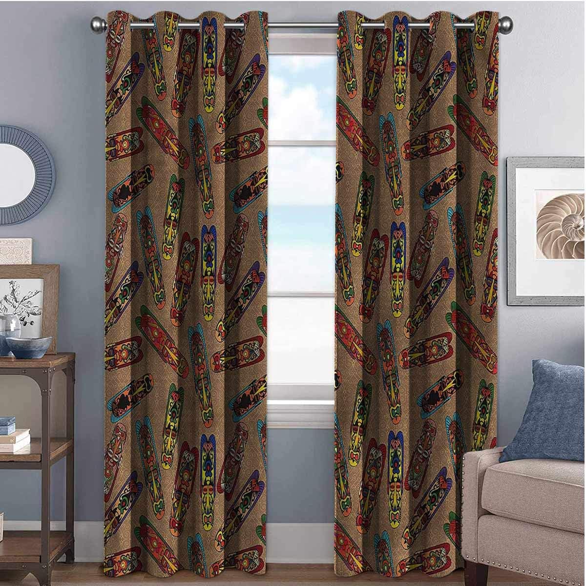 African Blackout curtains with grommets darken Bakongo Masks Totem 2