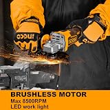 Ingco 115mm Cordless Brushless Angle Grinder 20V 9000RPM 2x4.0Ah Battery Set view 7