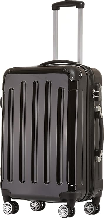 BEIBYE Zwillingsrollen 2048 Hartschale Trolley Koffer Reisekoffer Taschen Gepäck in M-L-XL-Set (Schwarz, M)