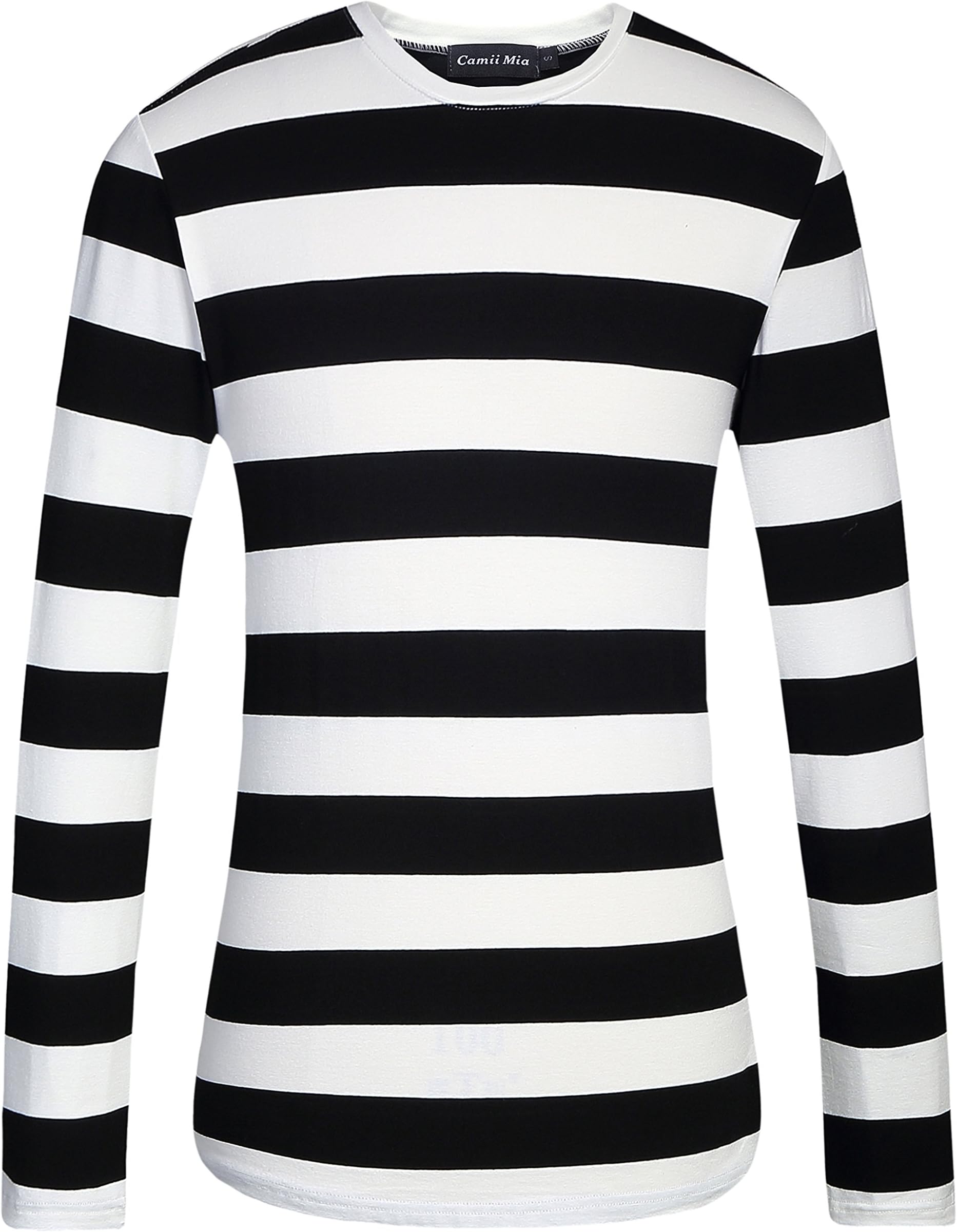 Camii MiaLong-Sleeve-Tee-Shirts-for-Men-Striped Shirts Cotton Crew Neck Lightweight Causal