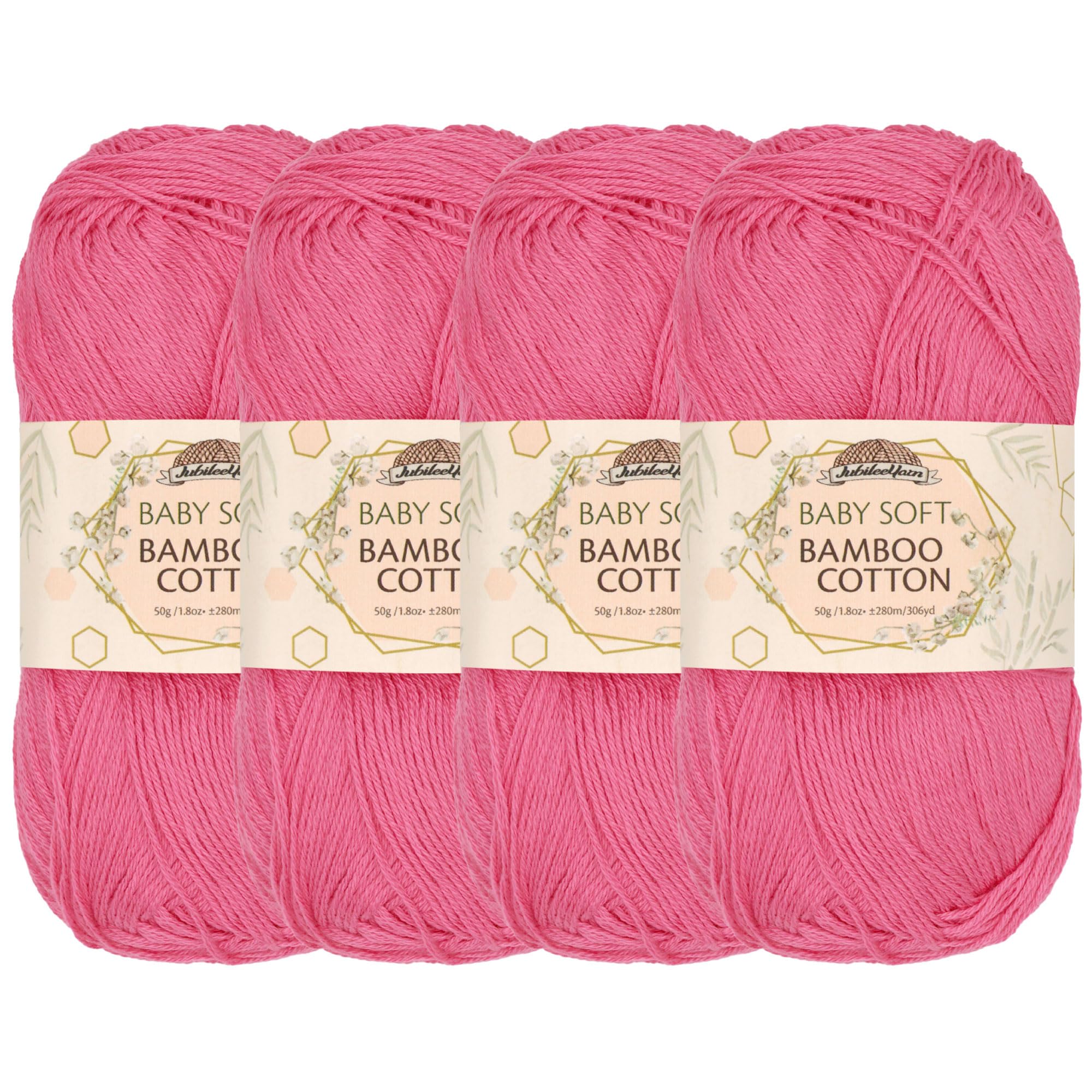 JubileeYarn Baby Soft Bamboo Cotton Yarn - 50g/Skein - Watermelon - 4 Skeins — image 1
