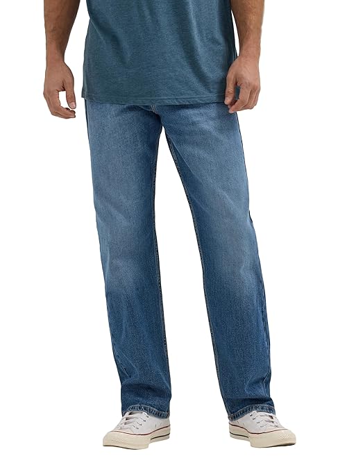 Wrangler Men's Free-to-Stretch Relaxed Fit Jean, Mid Denim, 48W x 34L