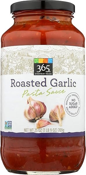 365 EVERYDAY VALUE, ROASTED GARLIC PASTA SAUCE, 25 OZ