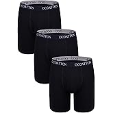 OCOATTON Big and Tall Men's Boxer Briefs Long Leg Underwear Open Fly 3-Pack