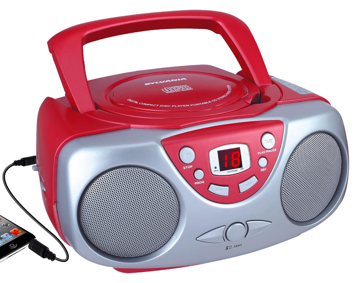 Sylvania Srcd243m Red Portable Cd Player With Am Fm Radio Boombox Red