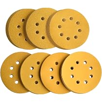 SPEEDWOX 50-Pack 5-Inch 8-Hole Sanding Discs – 500 Grit, Hook & Loop, Dustless Aluminum Oxide, Yellow, For Random Orbital Sanders (Auto/Woodworking)
