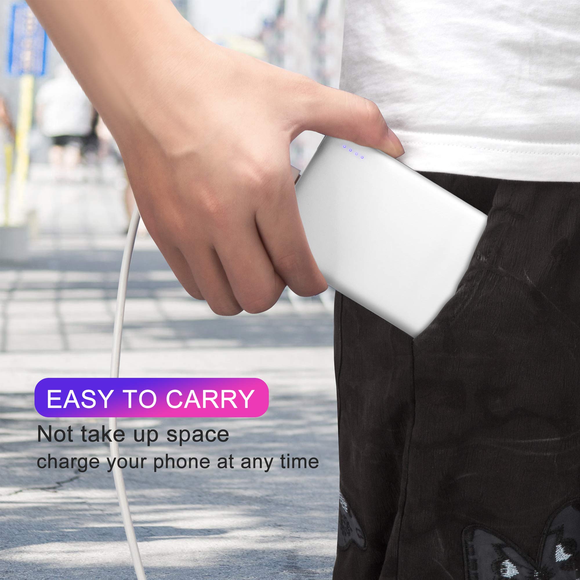 Topmate Power Bank Portable Charger 10000mAh External Battery Pack with Type-C Input & Output | Ultra Thin Design for Cellphone and Pad etc 丨White