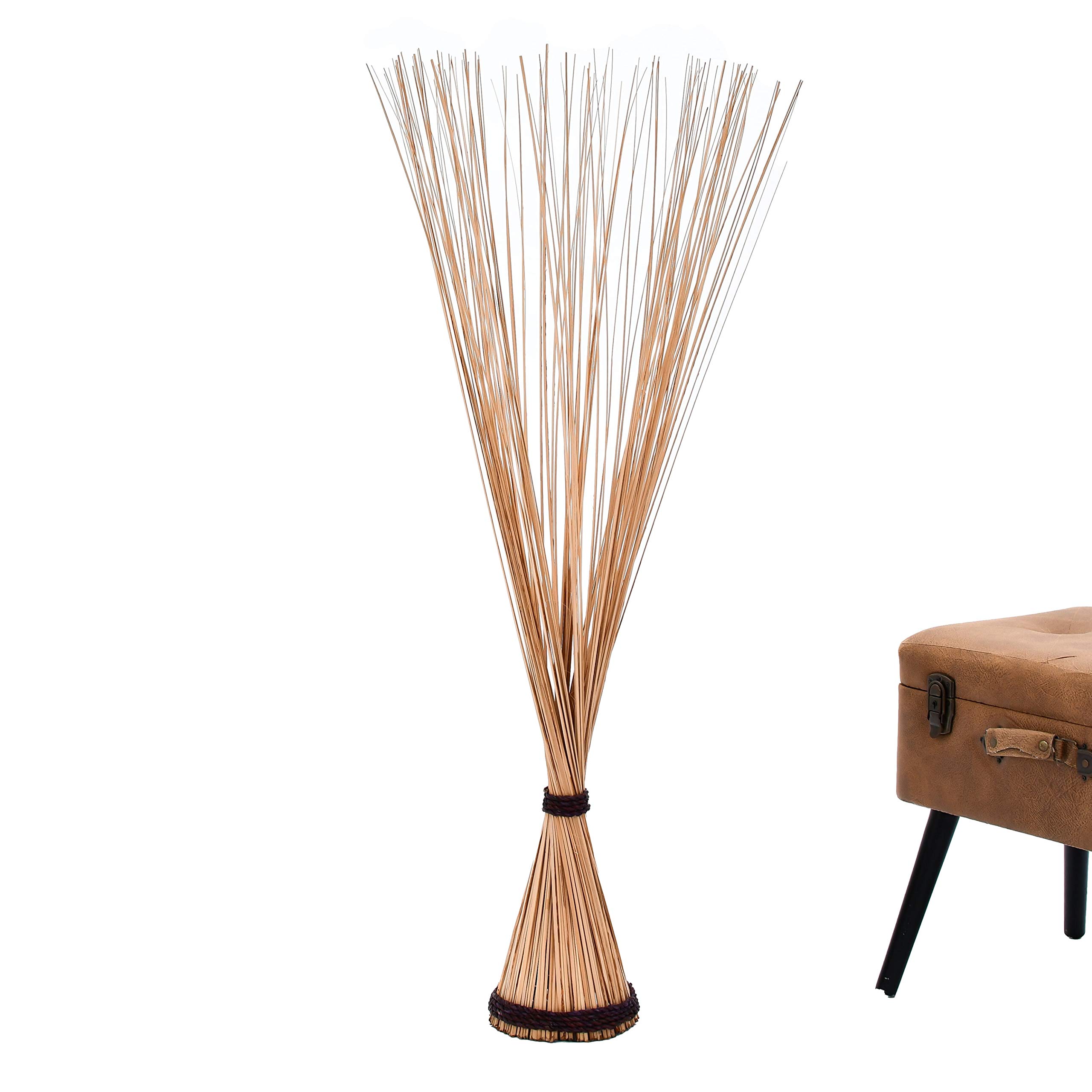 Leewadee Freestanding Decorative Grass Stems – Dried and Colored Branches, Dry Grass Bundle for Home and Bar Decoration, 120 cm, Ecru