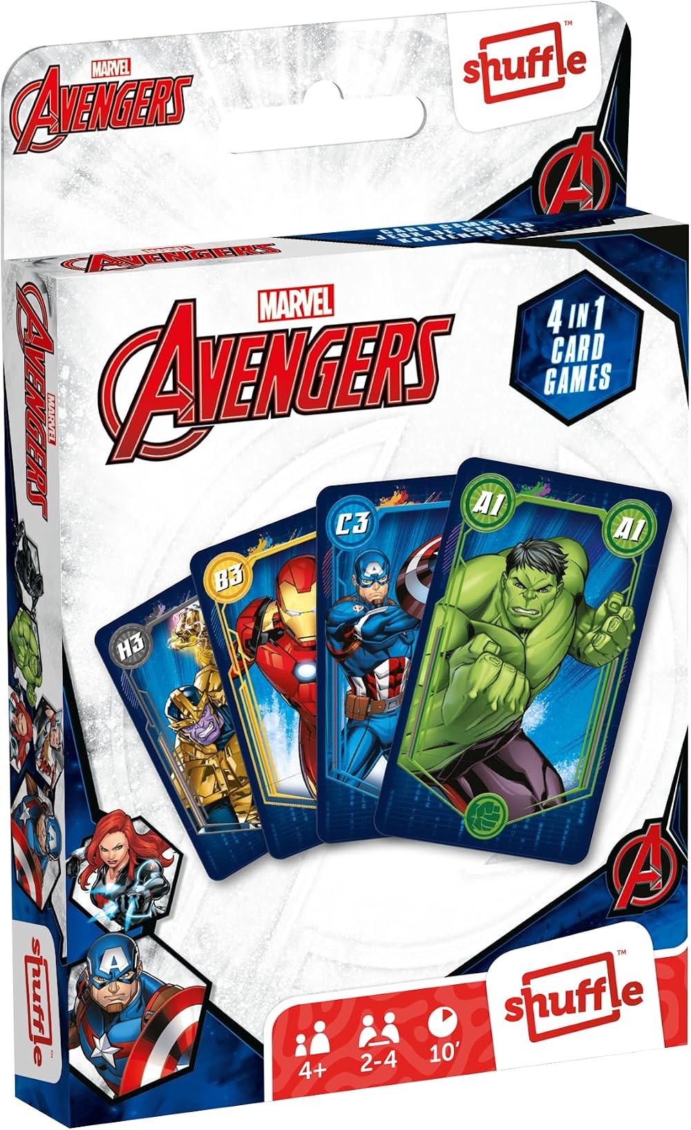 Shuffle Avengers Card Game 4 in 1 for Kids Snap Pairs Happy Families Action