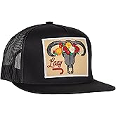 Lazy J Ranch Skull & Flowers Classic Five Panel Trucker Hat - Adjustable Unisex Country Hats, Vintage Trucker Hat