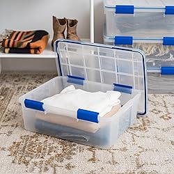 IRIS USA WeatherPro 27 Qt Storage Bins with Lids, 3
