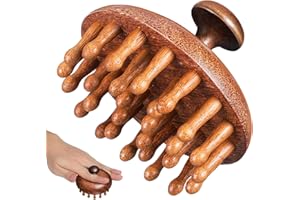 Cabilock Wooden Scalp Massager Comb with Wide Teeth 28-Tooth Sandalwood Hair Brush for Scalp Care and Gua Sha