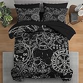 Pamnest Comforter Set Queen Size, Pentagram Retro 7 Pcs Bedding for Kids and Adults, Halloween Vintage Bed Sheet Sets with Fitted Sheet 2 Pillowcases & 2 Shams for Bedroom Bed Decor