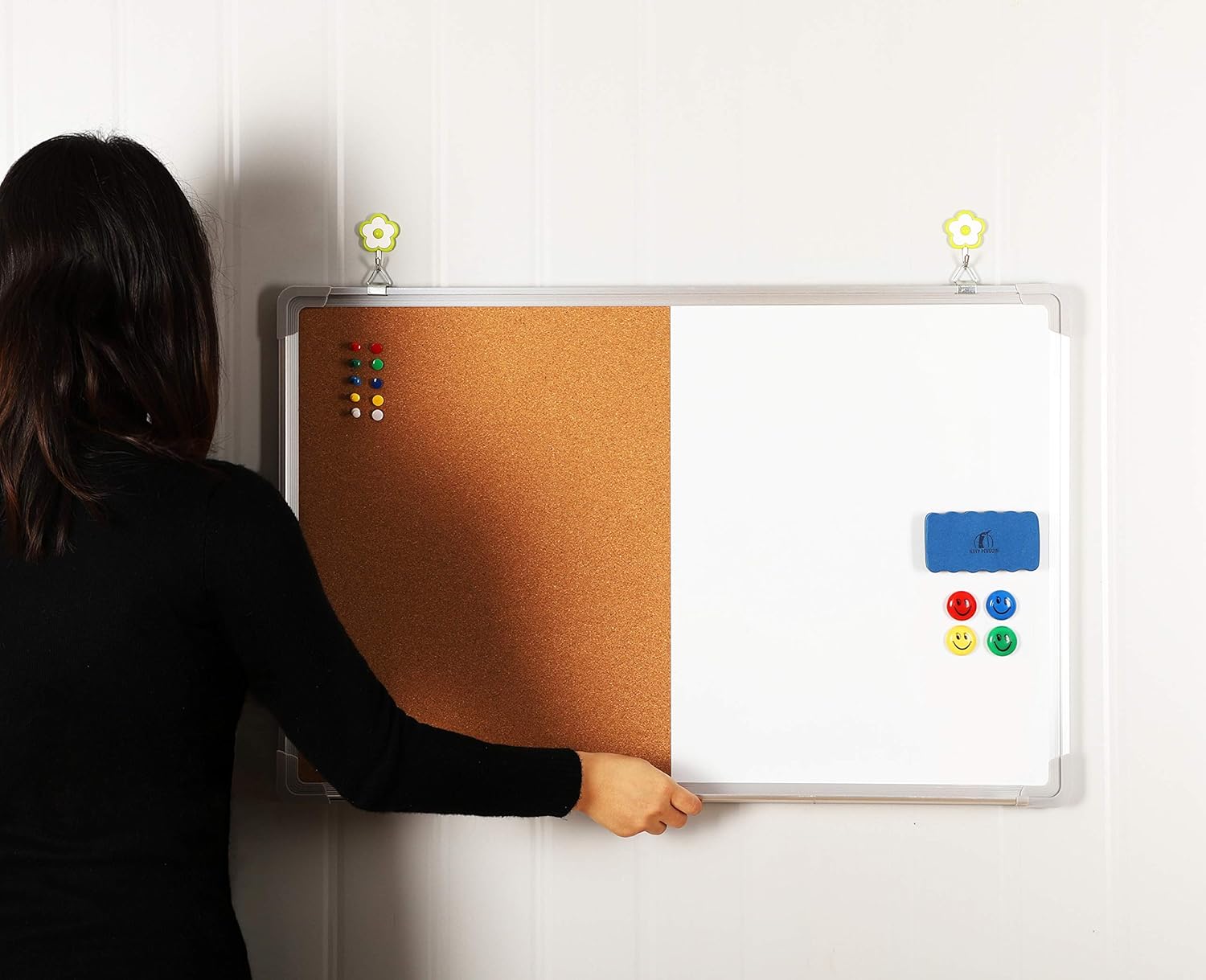Whiteboard Bulletin Board Combination Set, 30x20 Dry Erase/Cork Board + 1 Magnetic Dry Wipe Eraser - Image 4
