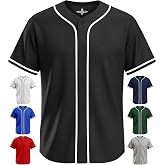 Exxact Sports Blank Baseball Jersey for Men &amp; Women | Unisex Classic Button Down Softball Jersey, Plain Baseball Jersey for Teams, Training &amp; Everyday Wear