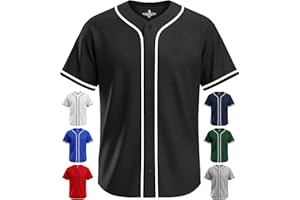 Exxact Sports Blank Baseball Jersey, Unisex Classic Button Down Softball Jersey for Men & Women, Comfortable for All-Day Wear