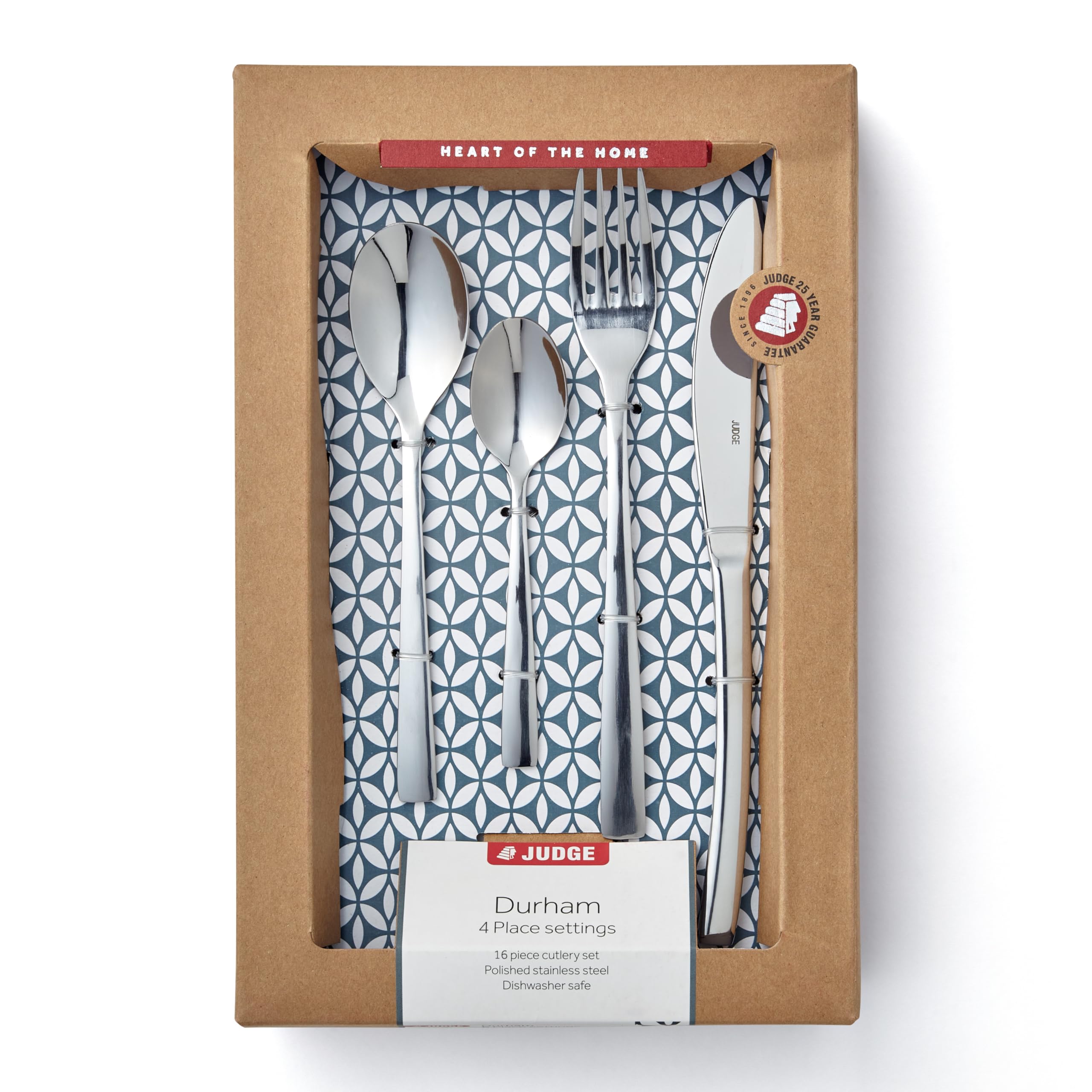 Judge Durham 16-Piece Stainless Steel Cutlery Set in Gift Box for 4 People, Dishwasher Safe
