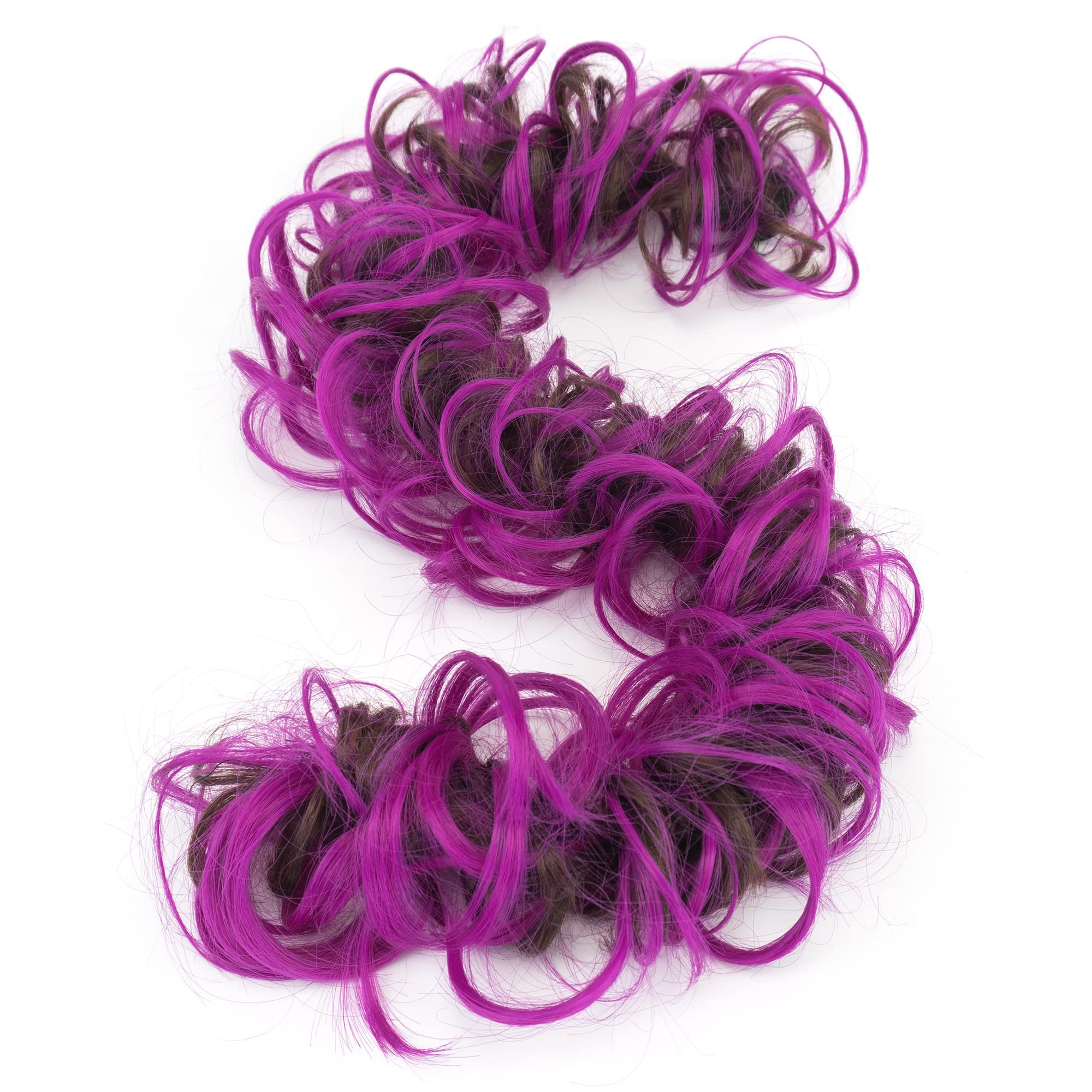IMISSU Large Size Hairpiece Curly Messy Hair Bun Wrap Scrunchies Elastic Hair Band Donut Updo Chignon Hair Extension Piece for Women Girl (Brown Rose)