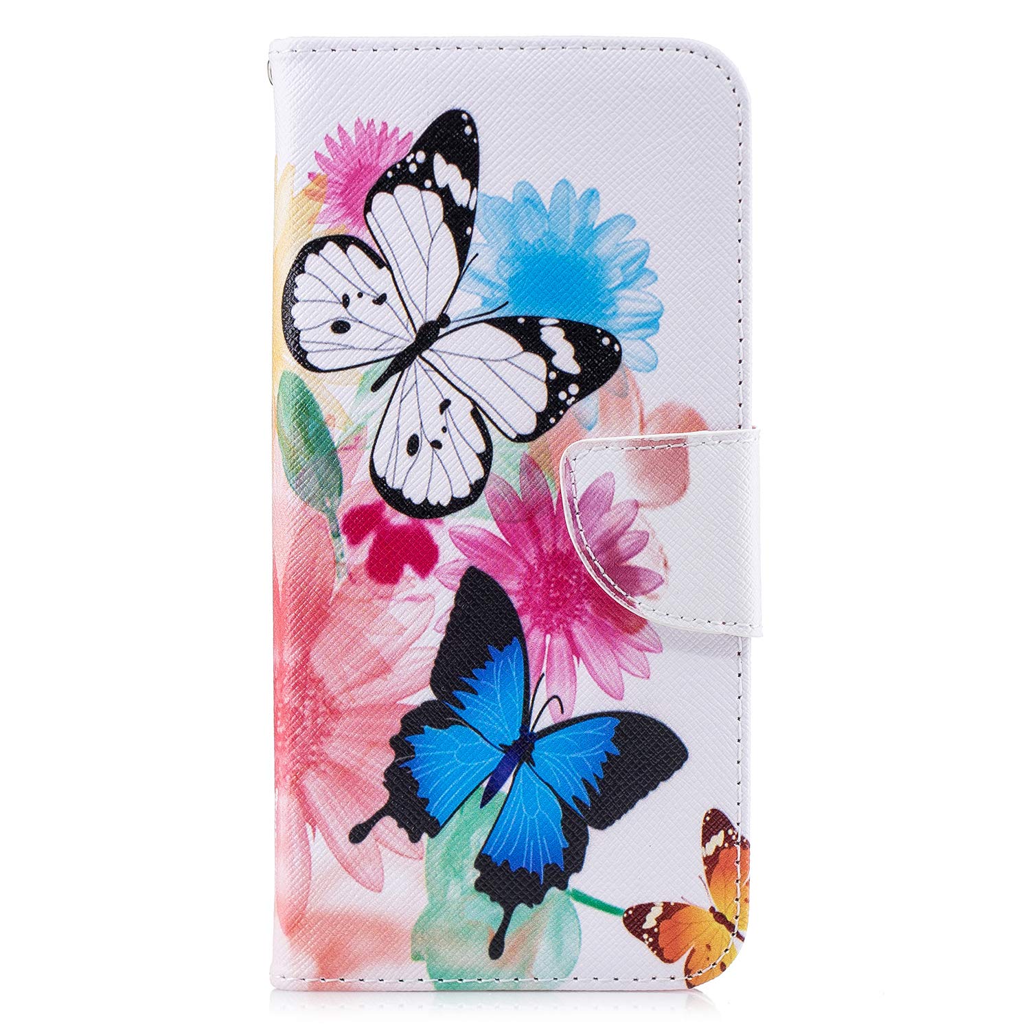 Thoankj for iPhone SE 2020 Case, iPhone 7 8 Case Shockproof Slim PU Leather Flip Pouch Wallet Phone Silicone Cover with Magnetic Stand Card Holder Slot Protective Smartphone Cases Butterfly