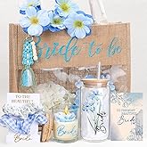 pengtai Bridal Shower Gifts for Bride To Be,Bachelorette Gifts Wedding Engagement Gift for Bride,Ocean-Blue Bridal Tote Bag Glass Cup Gift