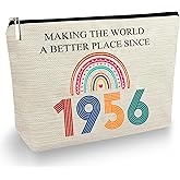 TOBYOVU 70th Cosmetic Bags - 70th Birthday Gifts For Her, Women - 1956 Makeup Bag - Making The World a Better Place Since 1956 - Seventy Birthday Decorations For Female, Friends - Turning 70 Gifts
