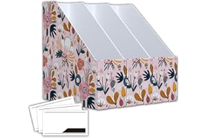 ANSSDO 12 Pack Cardboard Magazine Holder Premium Magazine File Holder Organizer, Magazine File Organizer, Large Volume Magazine Storage Box as Book Bins or Folder Holder for Desk - Pink Floral 12 Pack