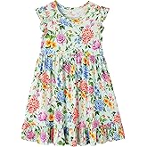BambooBud Toddler Girls Dress Viscose from Bamboo Ruffle Backless Sleeveless Kids Casual Party Dresses 2T-5T