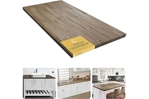 Bme Hevea Solid Wood Butcher Block Countertop in Walnut, Walnut Butcher Block Table Top with UV Finish for DIY Washer Dryer/Island/Kitchen Countertop, 3ft L x 36" W, 1.5in Thick