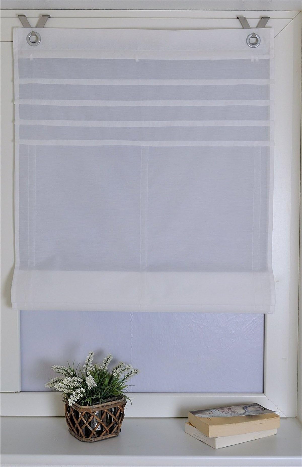 Roman Blind with V hook, Polyester, White, B 80cm * H 140cm