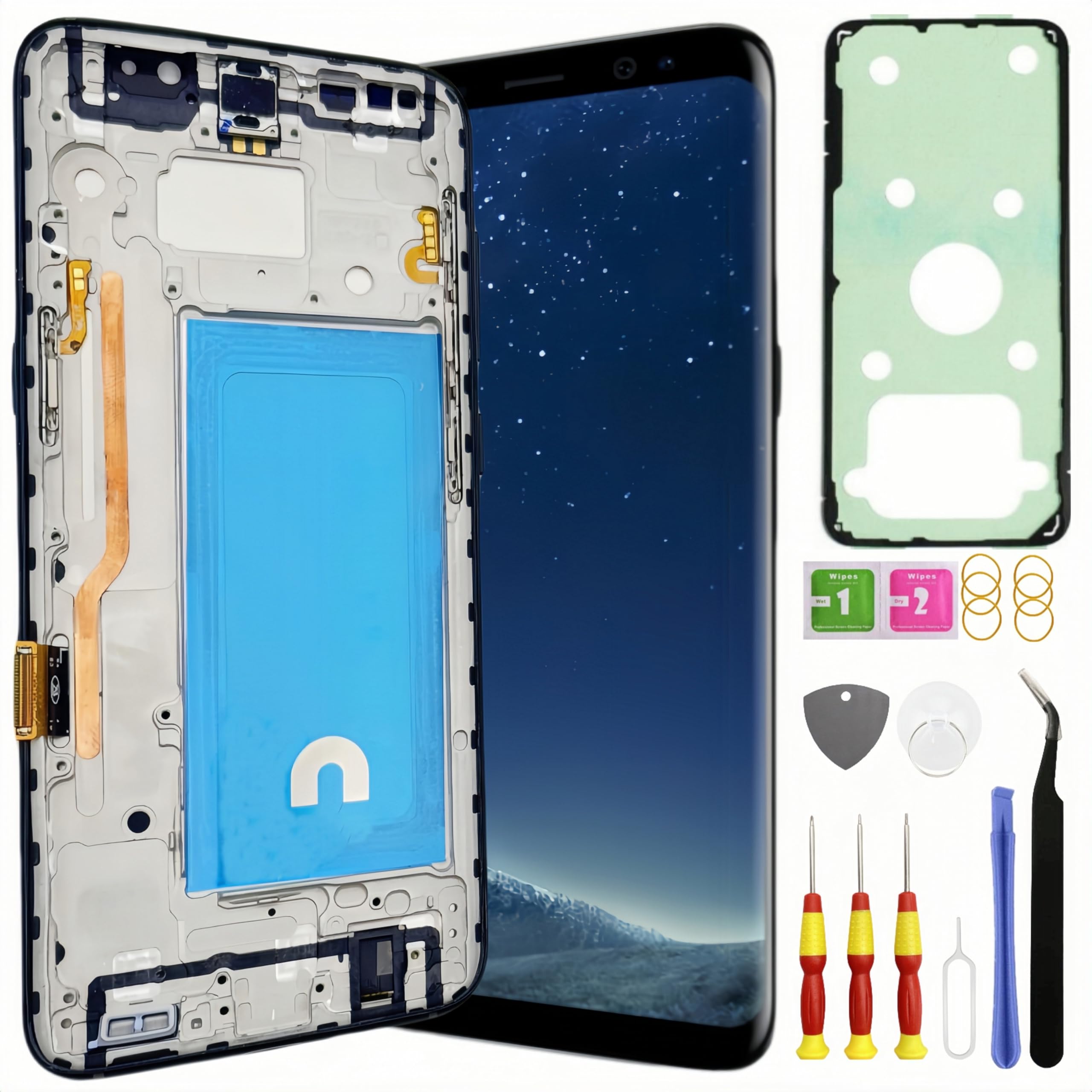 Photo 1 of TFT Galaxy S8 Screen Replacement for Samsung Galaxy S8 LCD Screen Touch Digitizer Display Pantalla with Frame Toolkits SM-G950U G950F Black