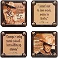 Vandor 15085 John Wayne 4 pc Wood Coaster Set, Brown