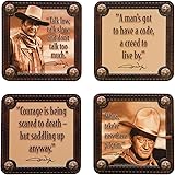 Vandor 15085 John Wayne 4 pc Wood Coaster Set, Brown