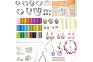 GLEAMKID DIY Make Your Own Clay Jewelry Dish Craft Kit for Girls - Jewelry Dish Making Kit, w/24 Color Polymer Clay, 7 Circle Cutters, Rollers,212 pcs Earring Making Tools Arts and Crafts for Kids Ages 8+