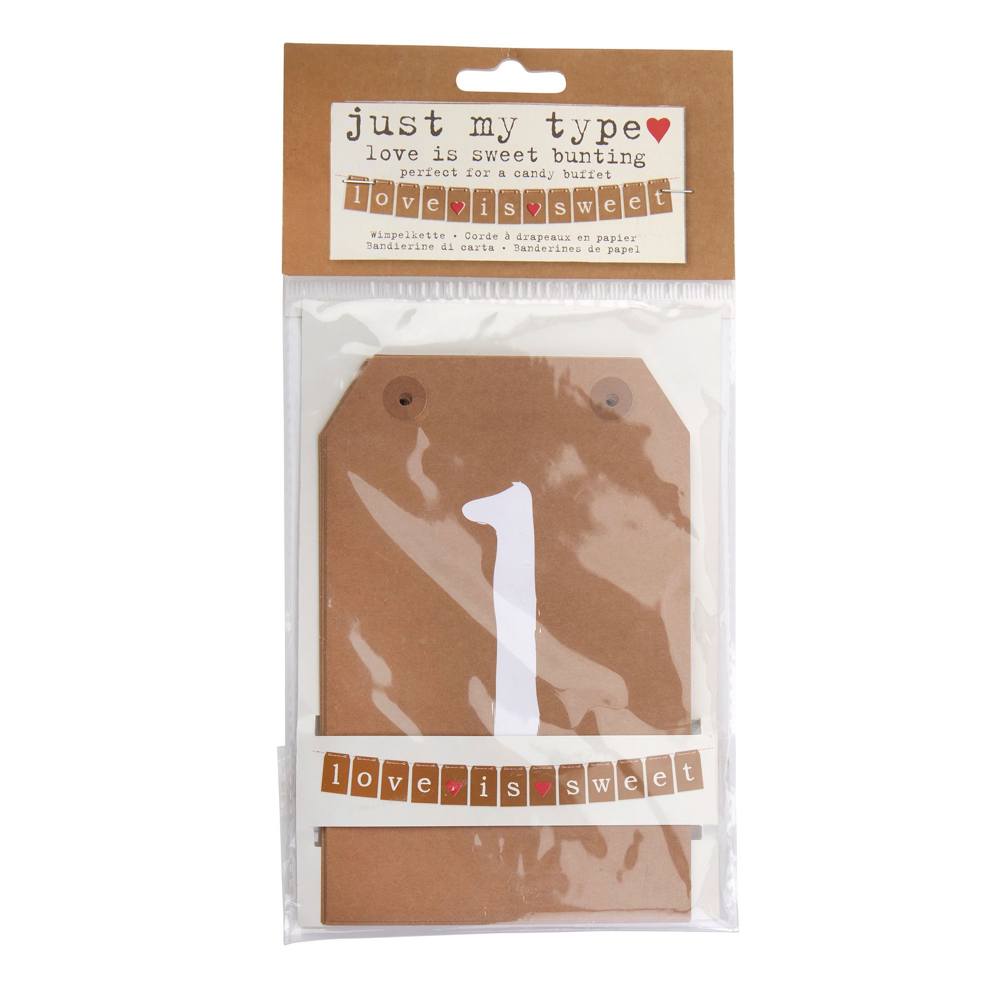 Neviti Just My Type Candy Buffet Bunting, Paper, Brown, 15.5 x 10 x 0.1 cm