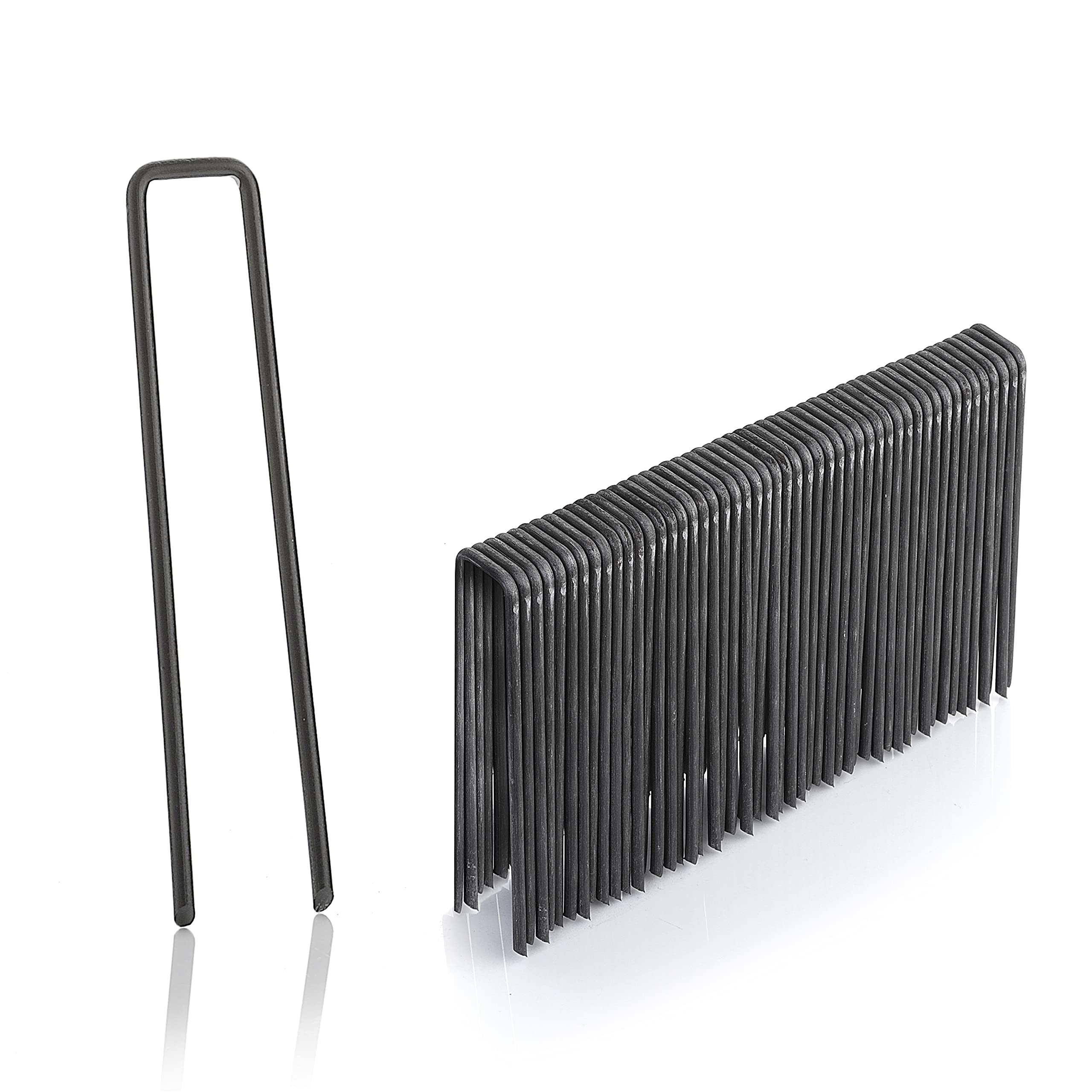 GardenMate 50 Ground Anchors 100 mm Long, 13 mm Wide, Diameter 2.9 mm, Mounting Anchors Ground Anchors for the Garden Made of Non-Galvanised Steel, Pegs for Attaching Weed Control Fabric, Artificial