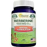 aSquared Nutrition Pure Berberine 1000mg Supplement - 180 Veggie Capsules, Natural Berberine Hydrochloride HCL Plus, Max Strength 1000 mg (2X 500mg), Potent Berberine Vegan Extract