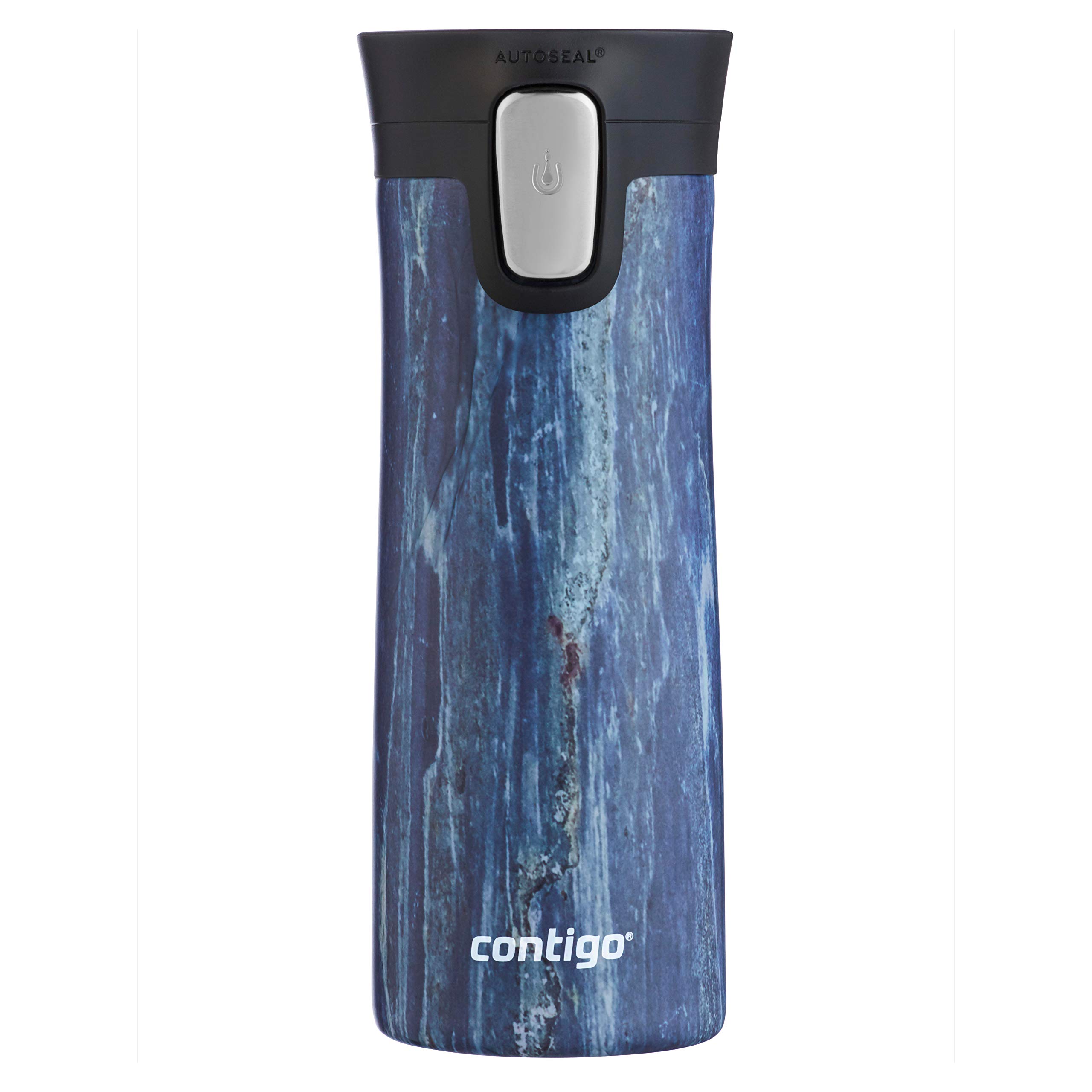 Contigo Pinnacle Autoseal Travel Mug, Stainless Steel Thermal Mug, Vacuum Flask, Leakproof Tumbler, Coffee Mug with BPA Free Easy-Clean Lid, Blueslate, 420 ml