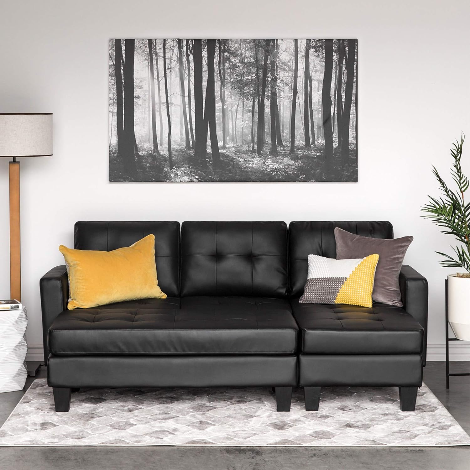 Amazon Com Best Choice Products 3 Seat L Shape Tufted Faux